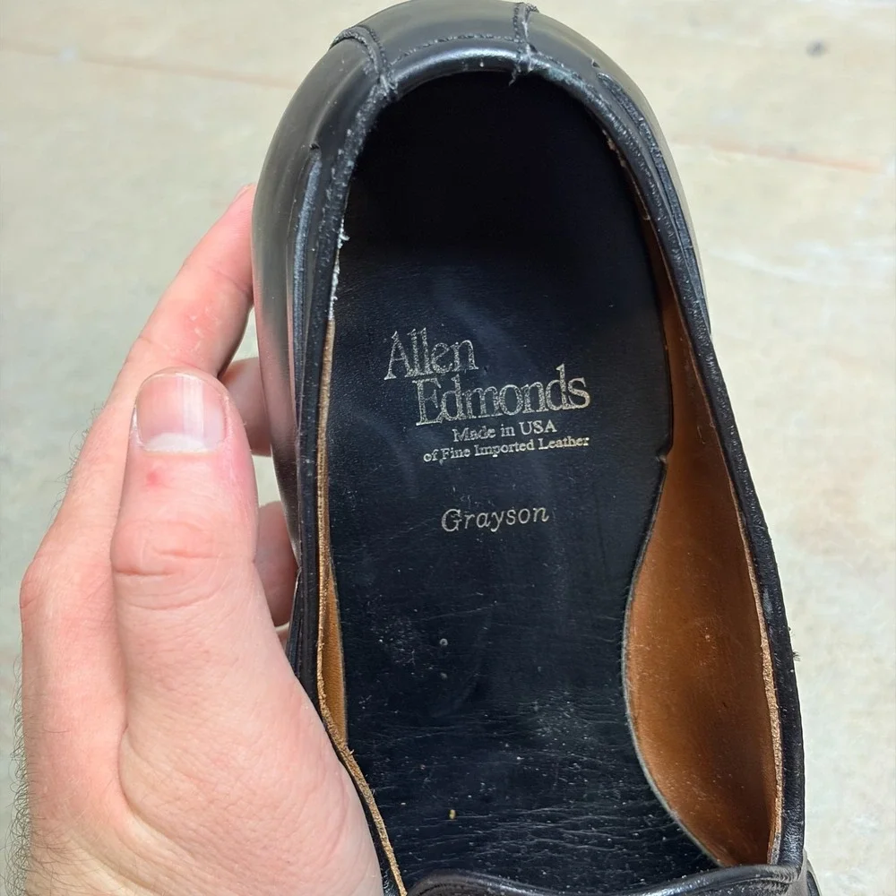 Allen Edmonds Grayson 8217 Mens Loafers 8D Black Leather Tassel Moc Toe Shoes